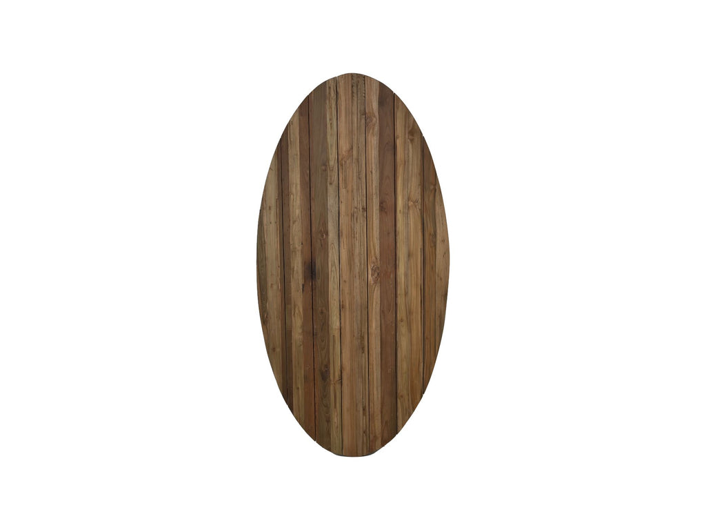 Gartentischplatte oval - 180x100x3,5 - Natur - Altes Teakholz