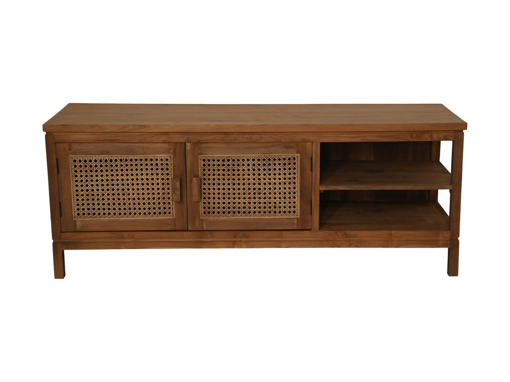 Tv-Möbel - 135x45x52 - Natur - Teak/Rattan