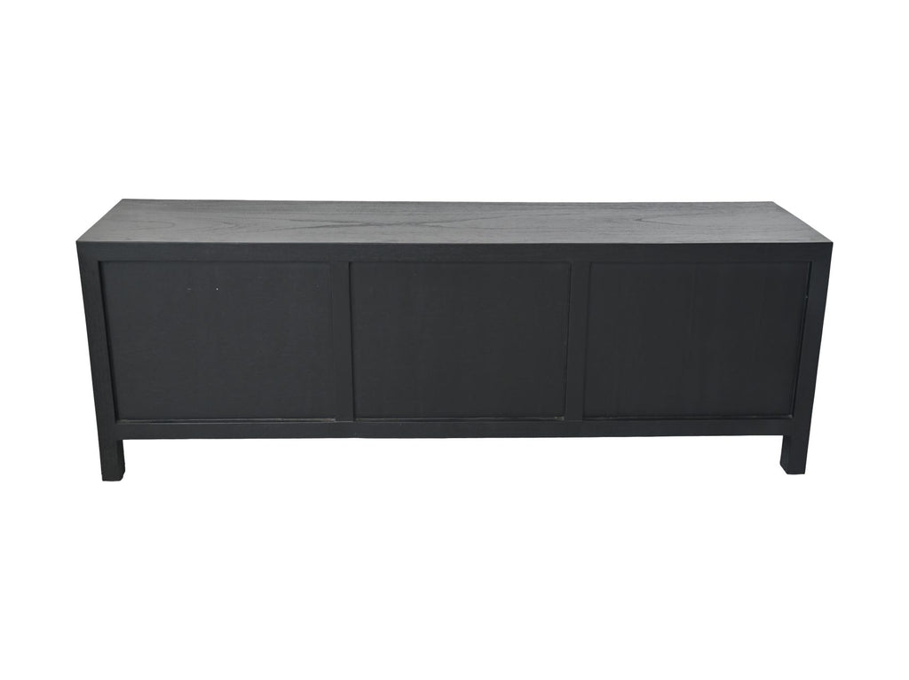 TV-Möbel 3 Türen - 160x42x55 Schwarz - Teakfurnier