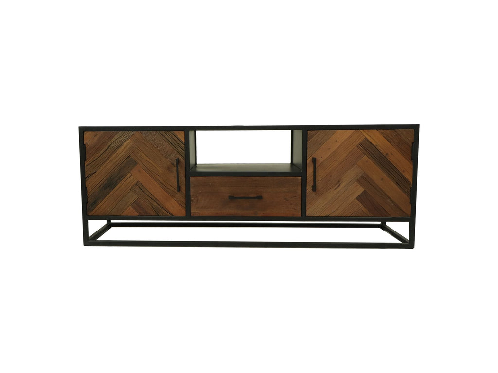 TV-Möbel Verona - 150x40x55 - Natur/Schwarz - Mangoholz/Metall