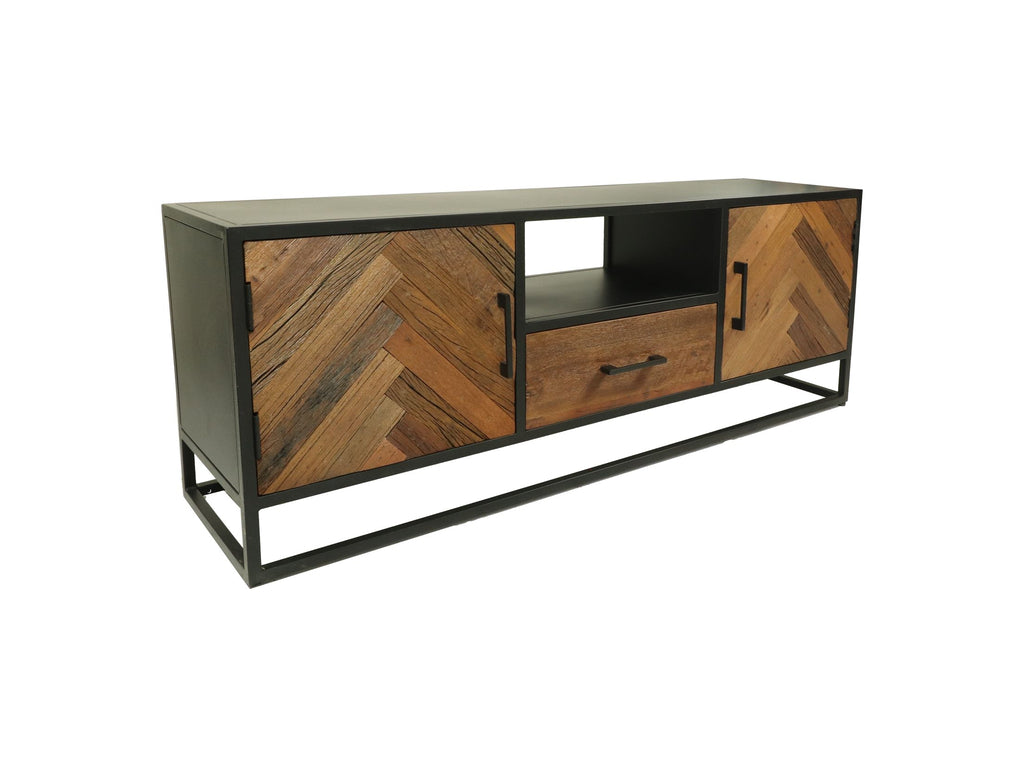 TV-Möbel Verona - 150x40x55 - Natur/Schwarz - Mangoholz/Metall