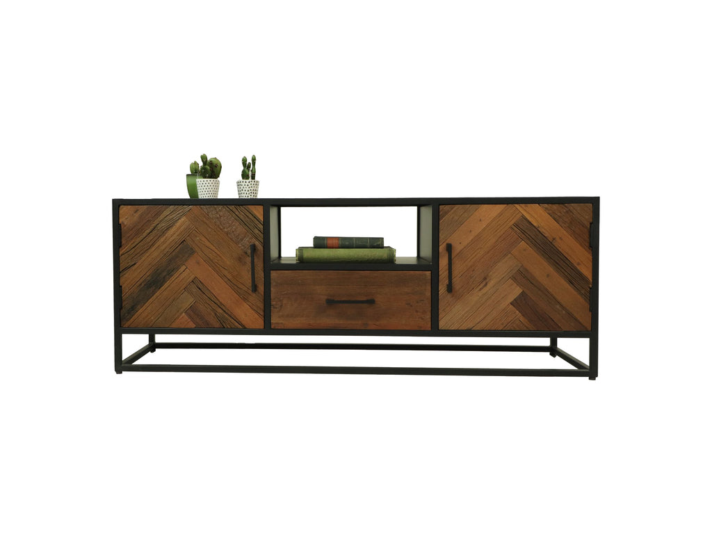 TV-Möbel Verona - 150x40x55 - Natur/Schwarz - Mangoholz/Metall