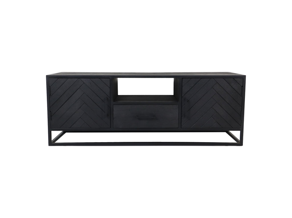 TV-Möbel Verona - 150x40x55 - Schwarz - Mangoholz/Metall