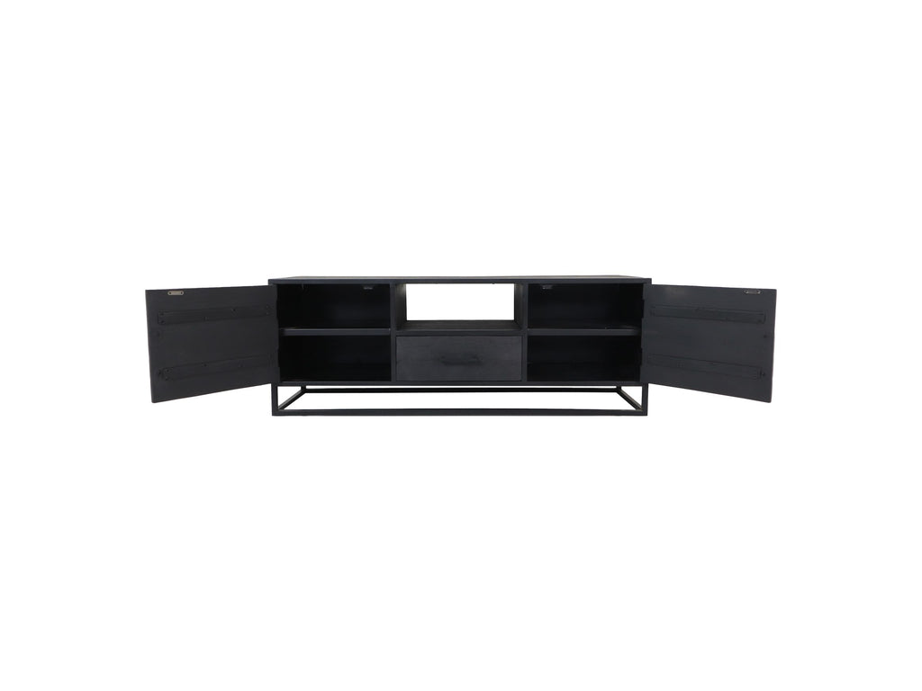 TV-Möbel Verona - 150x40x55 - Schwarz - Mangoholz/Metall