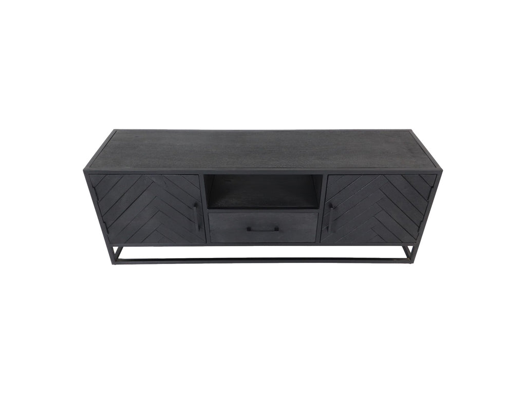 TV-Möbel Verona - 180x40x55 - Schwarz - Mangoholz/Eisen