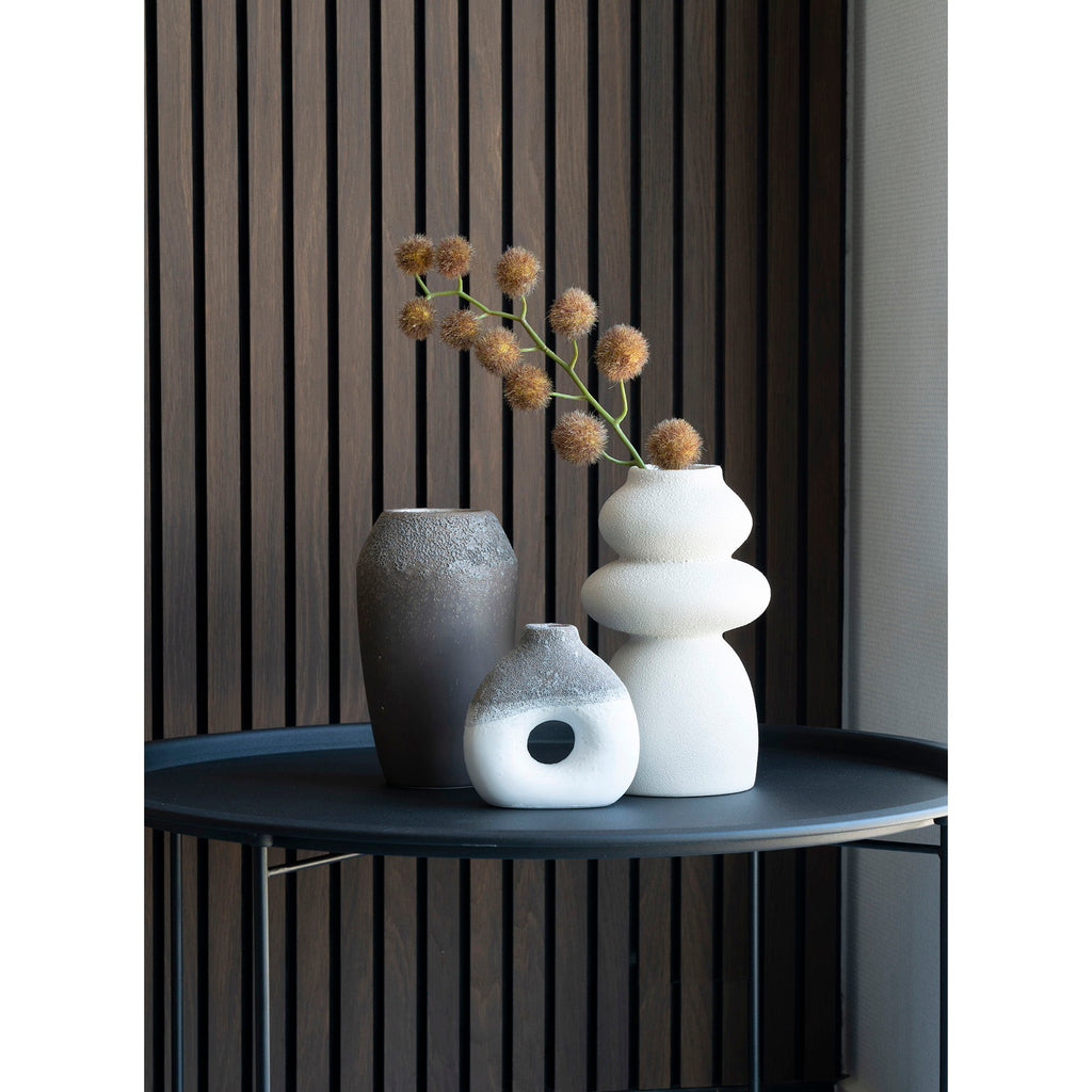 Vase - Vase aus Keramik, beige, rund, Ø14,5x26,5 cm