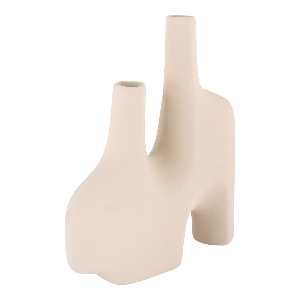 Vase - Vase aus Sandkeramik mit zwei Öffnungen 8x23,5x27 cm.