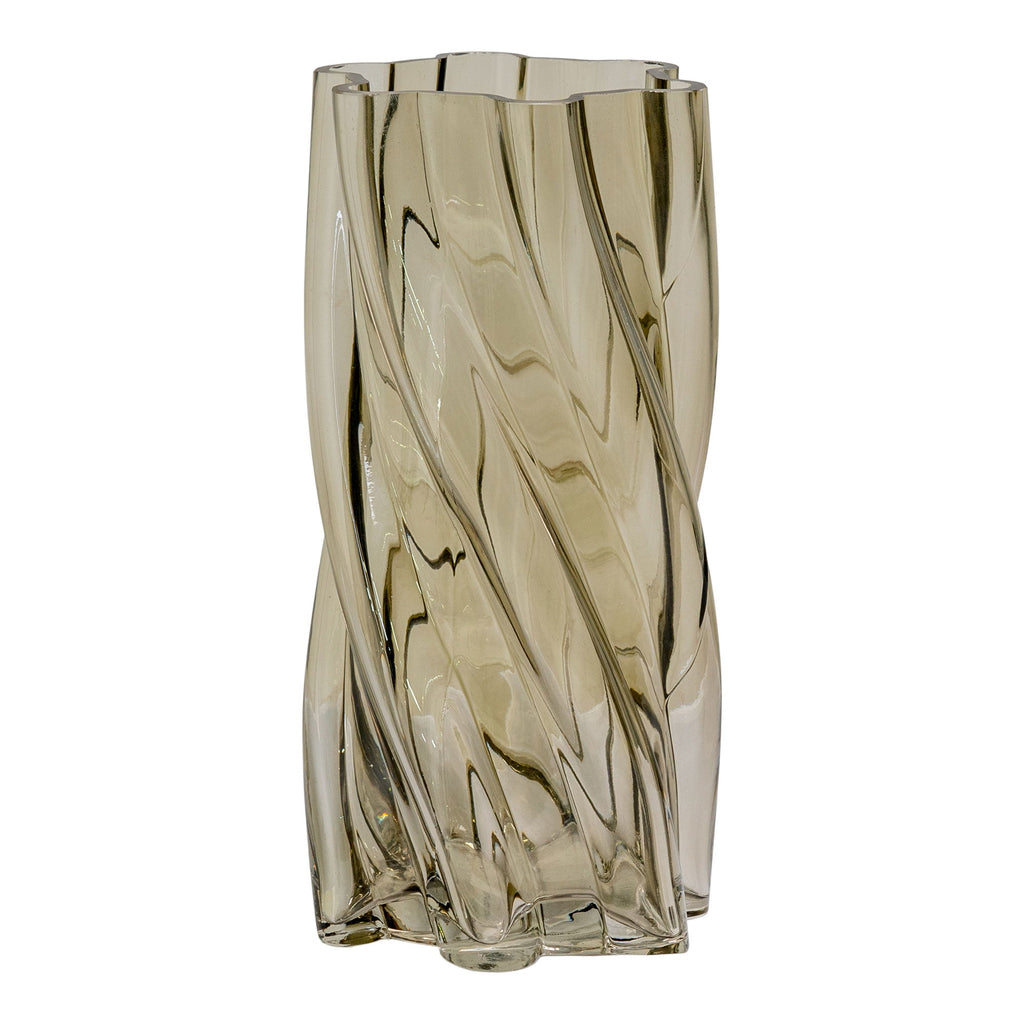 Vase - Vase, mundgeblasenes Glas, rauchgrün, ø12,5x25 cm