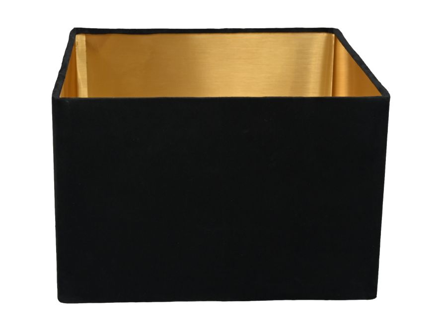 Viereckiger Lampenschirm - 42x42x28 - Schwarz/Gold - Samt