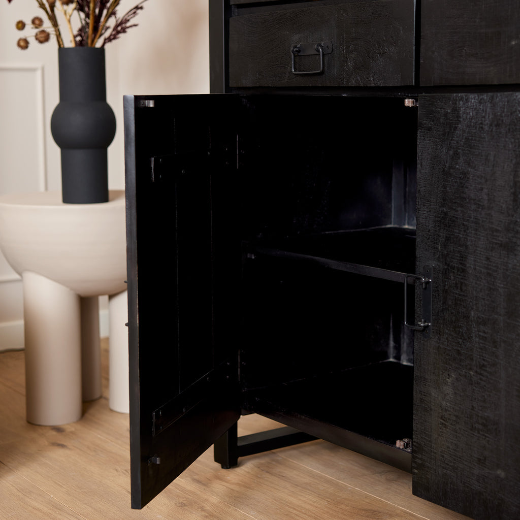 Vitrinenschrank Boaz Schwarz | 115 cm