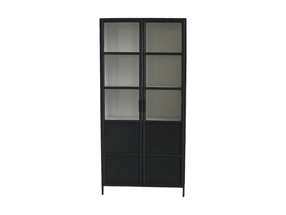 Vitrinenschrank Bronx - 90x40x190 - schwarz/grau - Metall