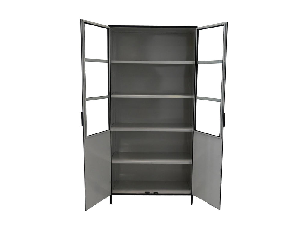 Vitrinenschrank Bronx - 90x40x190 - schwarz/grau - Metall