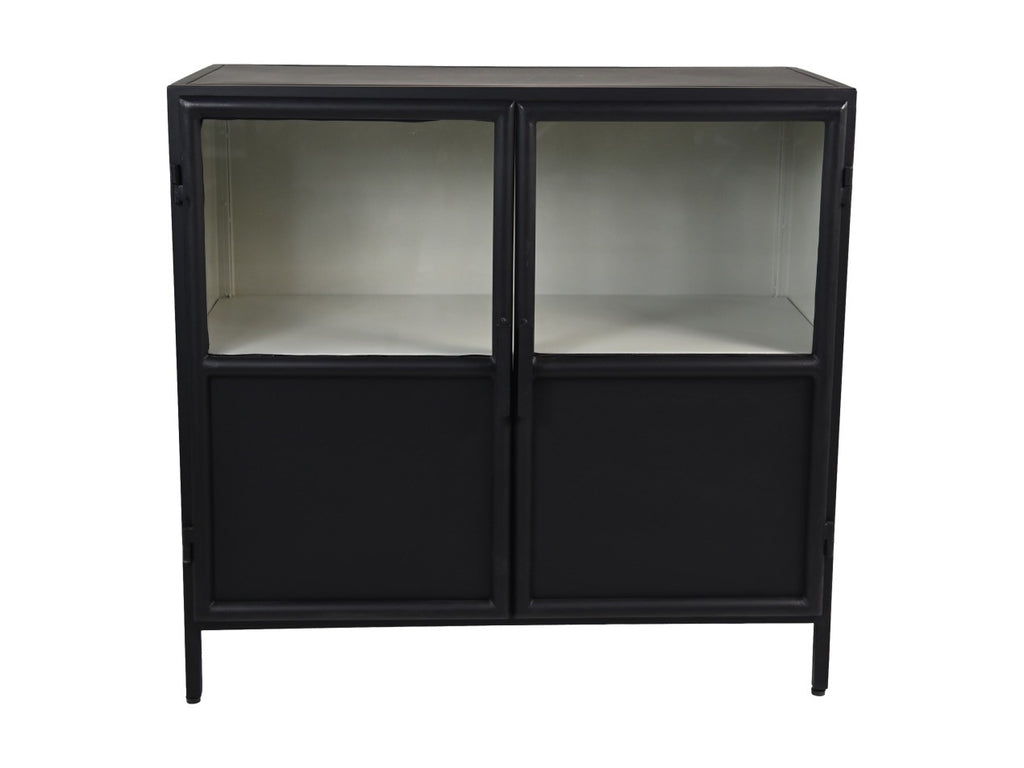 HSM Collection-Vitrine  Bronx Low 2 Door-90x40x85-Black/Grey-Metal