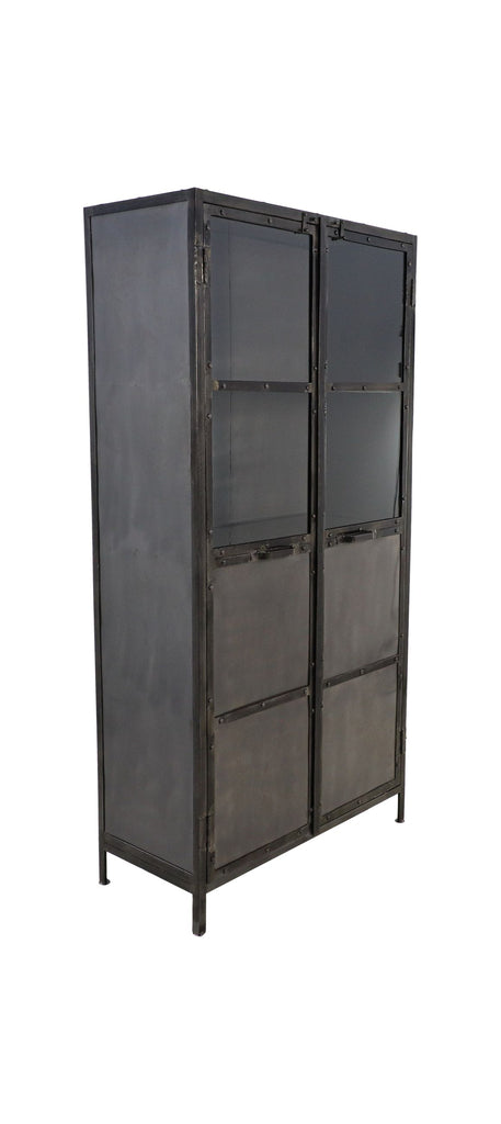 Vitrinenschrank Brooklyn - 90x40x180 - Naturstahl - Eisen/Glas