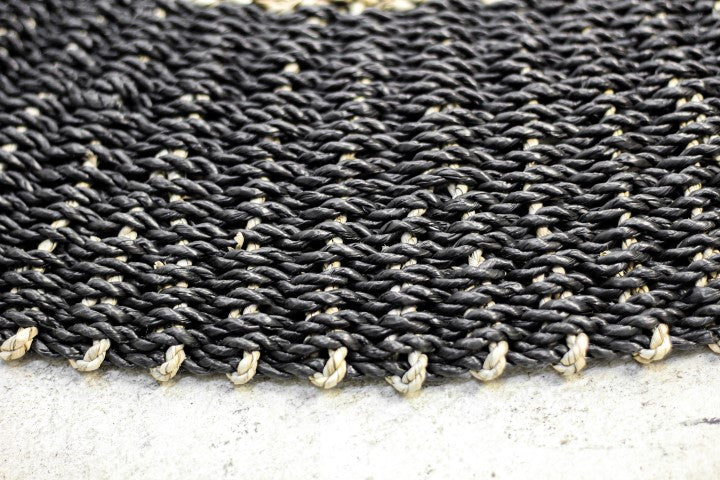 Teppich Malibu - ø120 cm - Raffia/Seegras - Natur/Schwarz