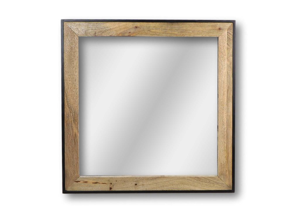 Wandspiegel - 90x90 - Natur/Schwarz - Teak