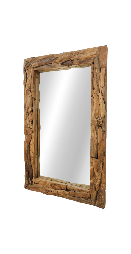 Wandspiegel Root - 200x7-9x100 - Natur - Teakwurzelholz/Glas