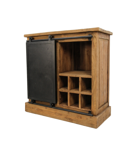 Weinschrank Blackburn - 90x90 cm - recyceltes Teakholz